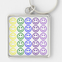 Add Text & Images Gifts: Rainbow Smiley Faces Key Chain