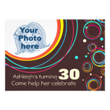 Add your photo funky 30th birthday invite