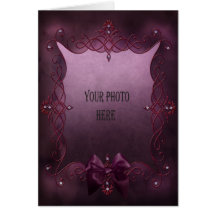 Add your photo romantic purple Gothic frame Cards
