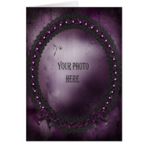 Add your photo romantic purple Gothic frame Cards