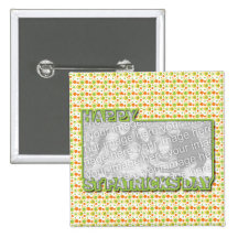 ADD YOUR PHOTO St Pats Cut Out Frame - Circles Pinback Button
