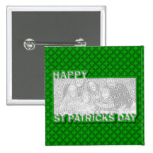 ADD YOUR PHOTO St Pats Cut Out Frame - Shamrocks Pin
