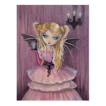 Adeline in Pink Gothic Vampire Fairy Postcard
