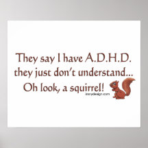 ADHD Squirrel Humour Print