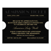 Admission Ticket 4.25x5.5 Invitations