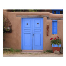 Adobe house and blue door art photo