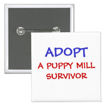 ADOPT, A PUPPY MILL SURVIVOR PINBACK BUTTONS