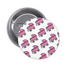 Adorable Cute Carriage Baby Girl Shower Pinback Buttons