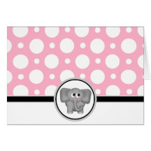 Adorable Elephant custom Pink Polka Dot Card