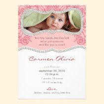 Adorable Floral Birth Announcement (pink) invitations