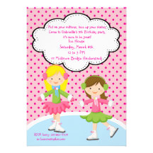 Adorable Girls Ice Skating Birthday Invitation
