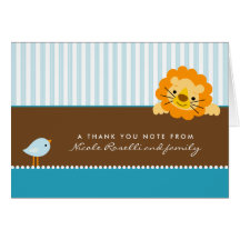 Adorable Lion Photo (inside) Thank You Card (aqua)