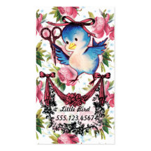 Adorable vintage bird scissors hair stylist floral business cards
