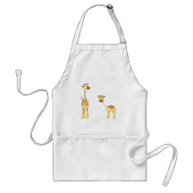 Adult and Baby Giraffe. Cartoon Apron
