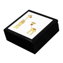 Adult and Baby Giraffe. Cartoon Gift Box