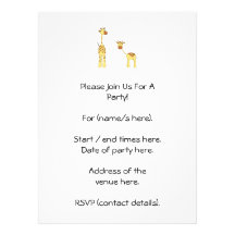 Adult and Baby Giraffe. Cartoon Invitation