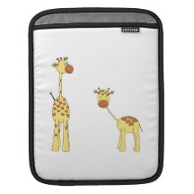Adult and Baby Giraffe. Cartoon iPad Sleeve