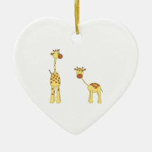 Adult and Baby Giraffe. Cartoon Christmas Ornaments
