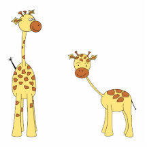 Adult and Baby Giraffe. Cartoon Photo Cutouts