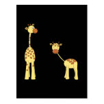 Adult and Baby Giraffe. Cartoon Postcards