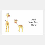 Adult and Baby Giraffe. Cartoon Rectangle Stickers