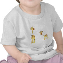 Adult and Baby Giraffe. Cartoon Tees