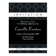 ADULT BIRTHDAY INVITATION :: ornately patterned L3 Post Cards