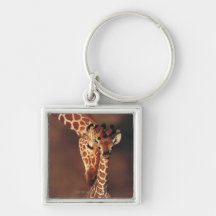 Adult Giraffe with calf (Giraffa camelopardalis) Keychain
