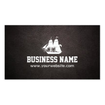 Adventure Sailboat Dark Leather Business Card