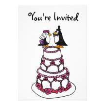 AE- Cartoon Penguins Bridal Shower Invitations