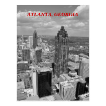 Aerial View of Atlanta, Georgia In Black and White Post Cards