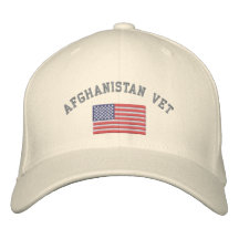 Afghanistan Vet with American Flag Embroidered Baseball Cap