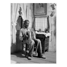 African American Accordion Player, 1941 Postcard