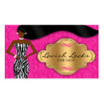 African American Hair Stylist Pink Gold Zebra Business Card Templates