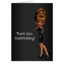 African American Princess Diva Thank You Cards