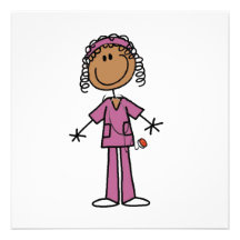 African American Stick Figure Nurse Personalised Invites