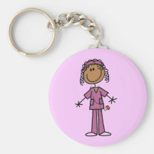 African American Stick Figure Nurse Key Chain