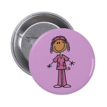 African American Stick Figure Nurse Pinback Button