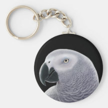 African Grey Portrait Keychains