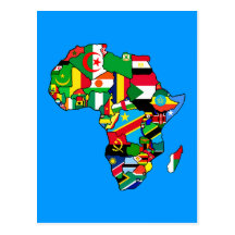 African Map of Africa flags within country maps Post Cards