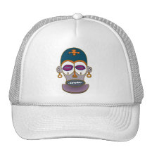 African Mask Design Mesh Hats