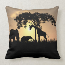 African Safari Silhouette Pillow