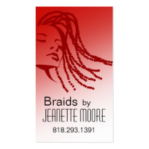 Afrocentric Braids Hair Stylist - red Business Card Templates