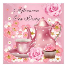Afternoon Tea Party Vintage Pink Rose Teapot Announcement