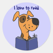 AG- I love to read dog cartoon stickers