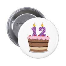 Age 12 on Birthday Cake Pin