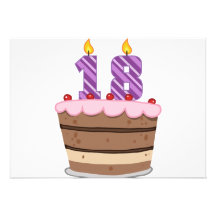 Age 18 on Birthday Cake Custom Announcements