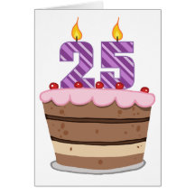 Age 25 on Birthday Cake Greeting Cards