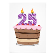 Age 25 on Birthday Cake Personalized Announcement