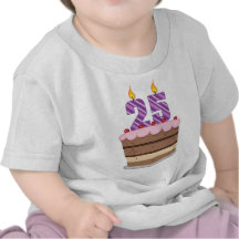 Age 25 on Birthday Cake T-shirt